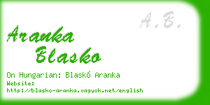 aranka blasko business card